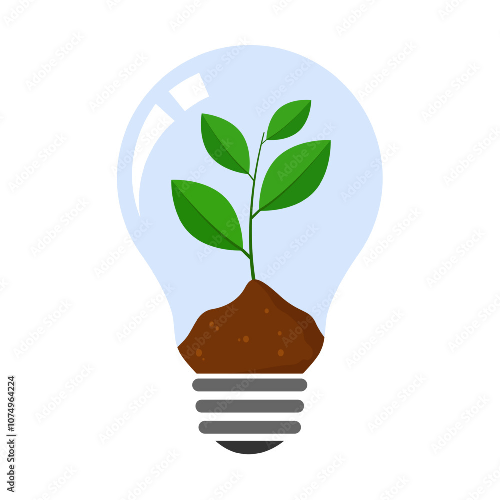 Vector illustration of seedling growing in bulb on transparent background Vector illustration of seedling growing in bulb on transparent background