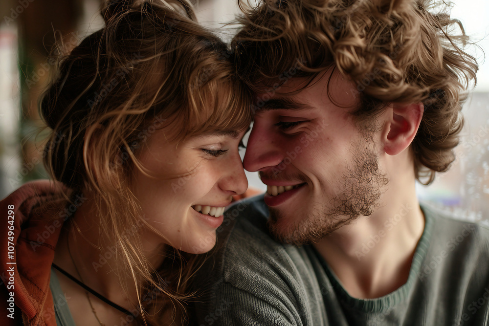 Generative AI Image of Cozy Couple in Love Spending Quality Time Together at Home Generative AI Image of Cozy Couple in Love Spending Quality Time Together at Home