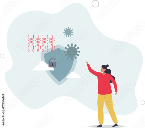 Data privacy and protection for safe private file storage.flat characters.