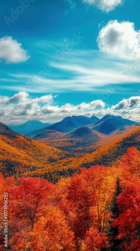 A stunning autumn landscape of the White Mountains showcasing vibrant foliage and clear skies during the fall season