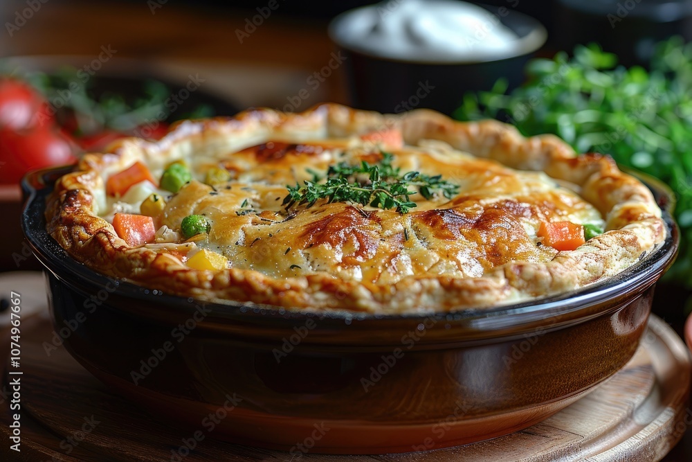 A Golden-Brown Chicken Pot Pie with Flaky Crust A Golden-Brown Chicken Pot Pie with Flaky Crust