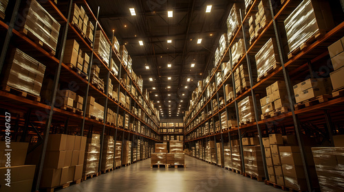 Wallpaper Mural A vast warehouse filled with neatly stacked boxes, showcasing organized storage and efficient logistics. Torontodigital.ca