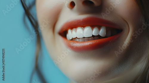 Perfect Smile with Red Lipstick for Cosmetic Dentistry
 photo