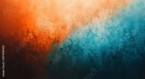Teal and Orange Abstract Gradient with Soft Fade and Grainy Texture