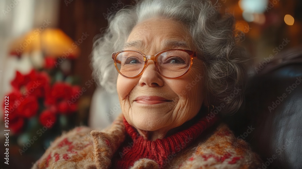 a joyful senior woman, radiating warmth, engages in a lively video call, her laughter echoing through the screen as she connects with loved ones, capturing a moment of pure happiness a joyful senior woman, radiating warmth, engages in a lively video call, her laughter echoing through the screen as she connects with loved ones, capturing a moment of pure happiness