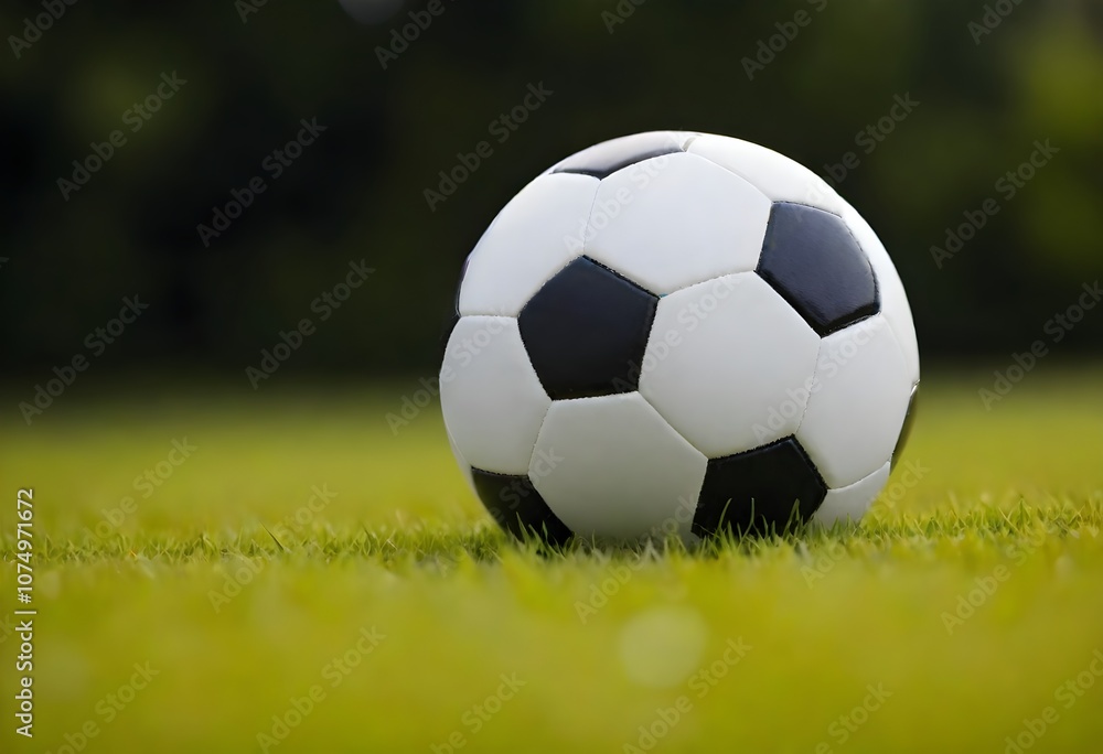 Fototapeta premium A soccer ball on a grassy field
