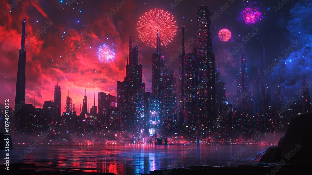 night celebration way firework city night celebration way firework city