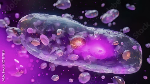 A timelapse image capturing the process of fatty acid breakdown within peroxisomes showing the gradual reduction in size of the organelles as a result.
