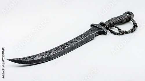 Wrought Iron Artistry: A Forged Steel Ceremonial Knife with Intricate Etchings, Evoking Ancient Rituals and Timeless Craftsmanship