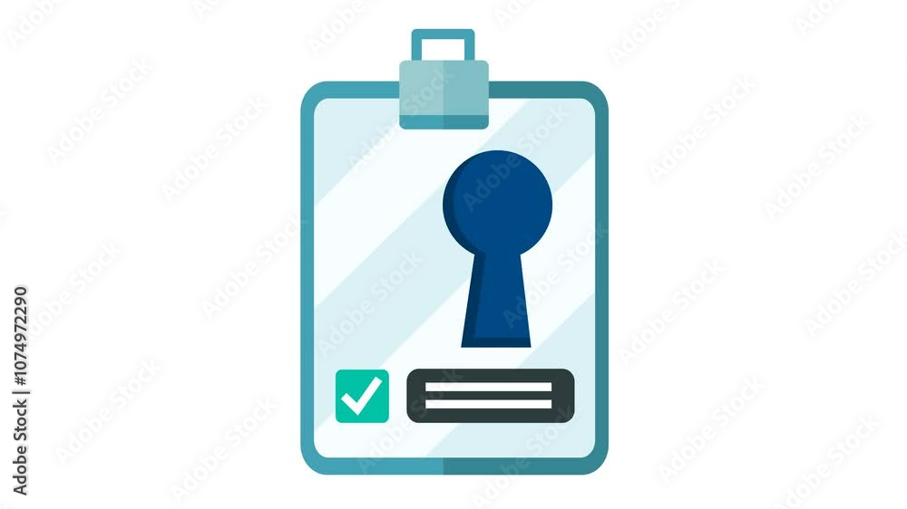 Secure document icon animation. Data security check. Alpha channel. Suitable for checklist approval sign video element content Secure document icon animation. Data security check. Alpha channel. Suitable for checklist approval sign video element content