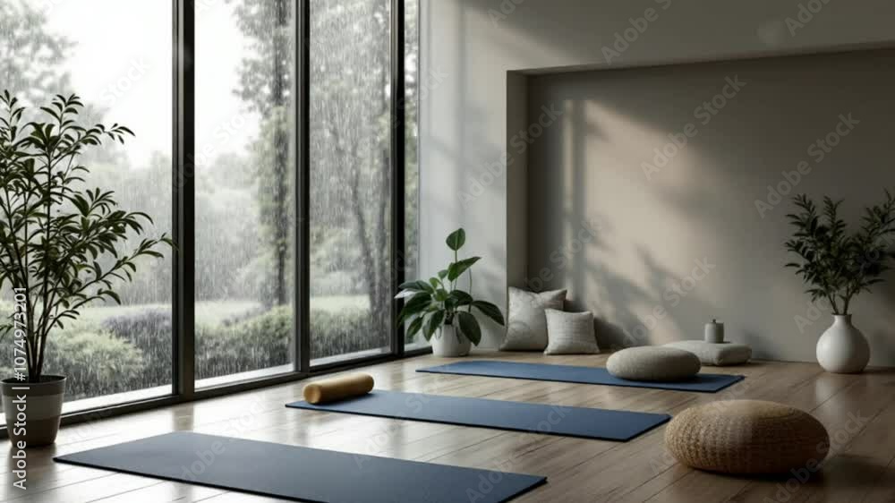 modern Yoga room with a window modern Yoga room with a window