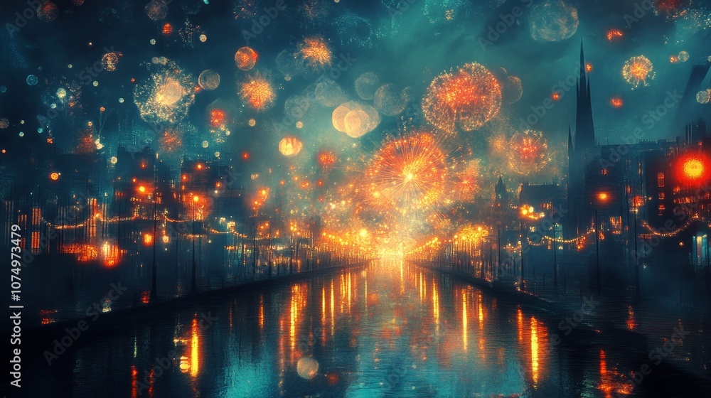 night celebration way firework city night celebration way firework city