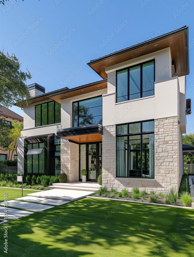 Fototapeta premium modern house with garden