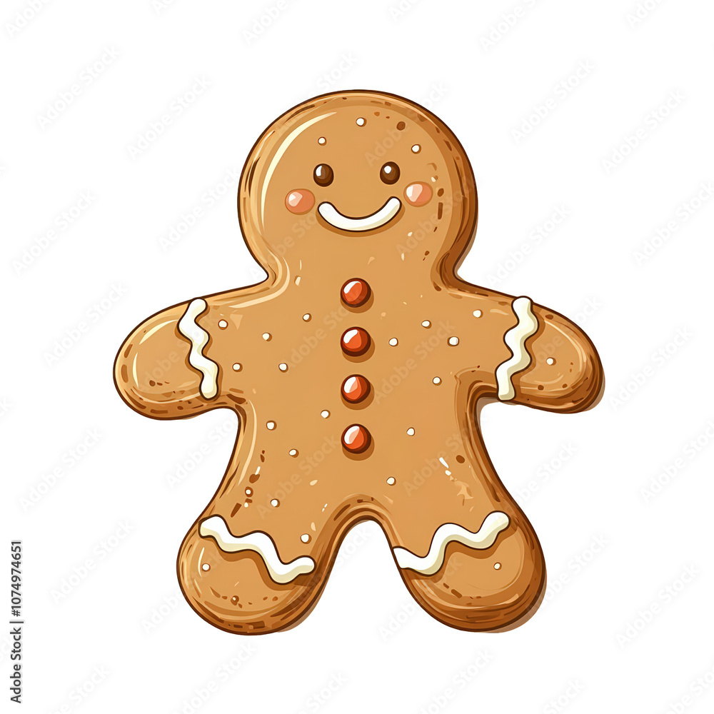 Obraz premium Cheerful Gingerbread Man Illustration 