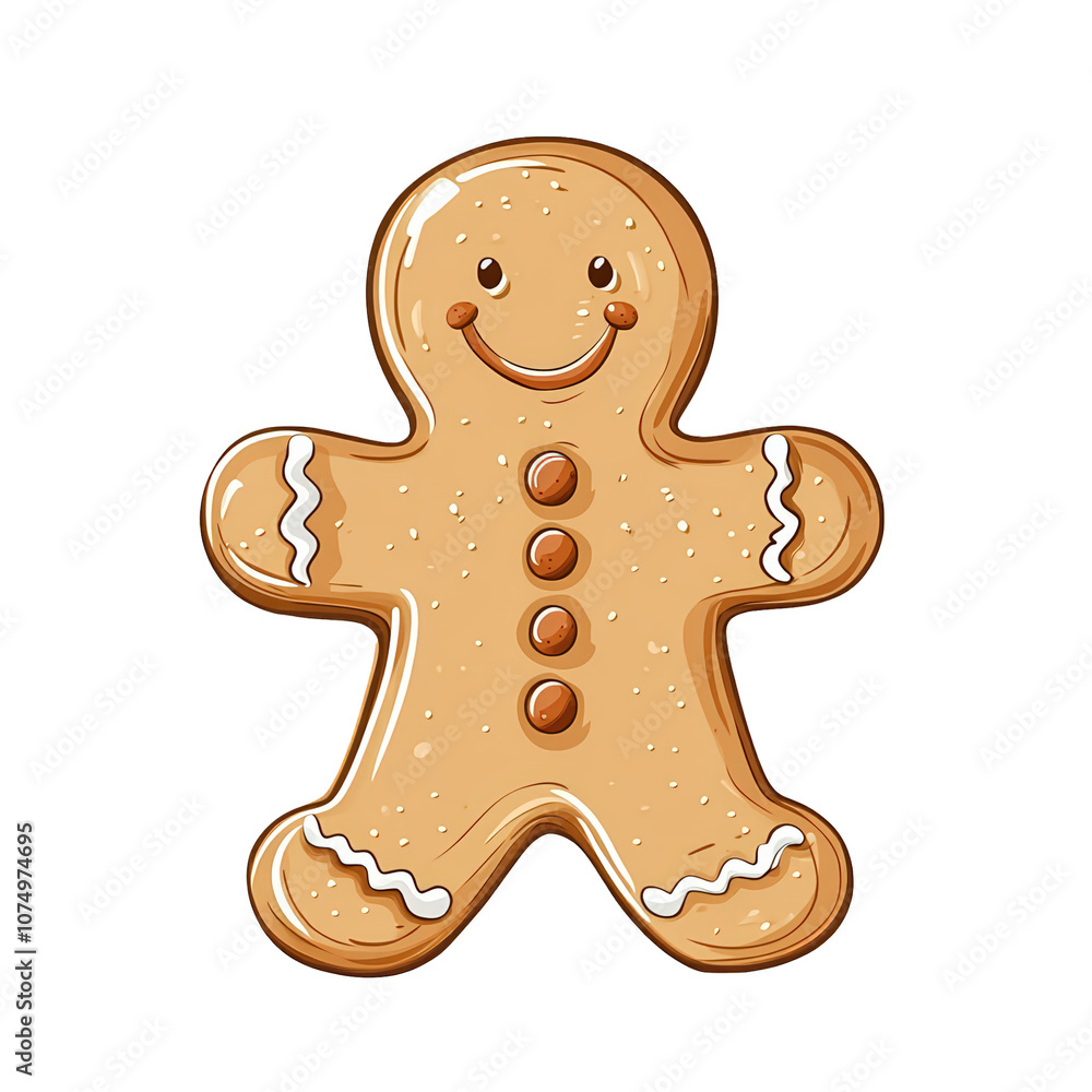 Obraz premium Cheerful Gingerbread Man Illustration 