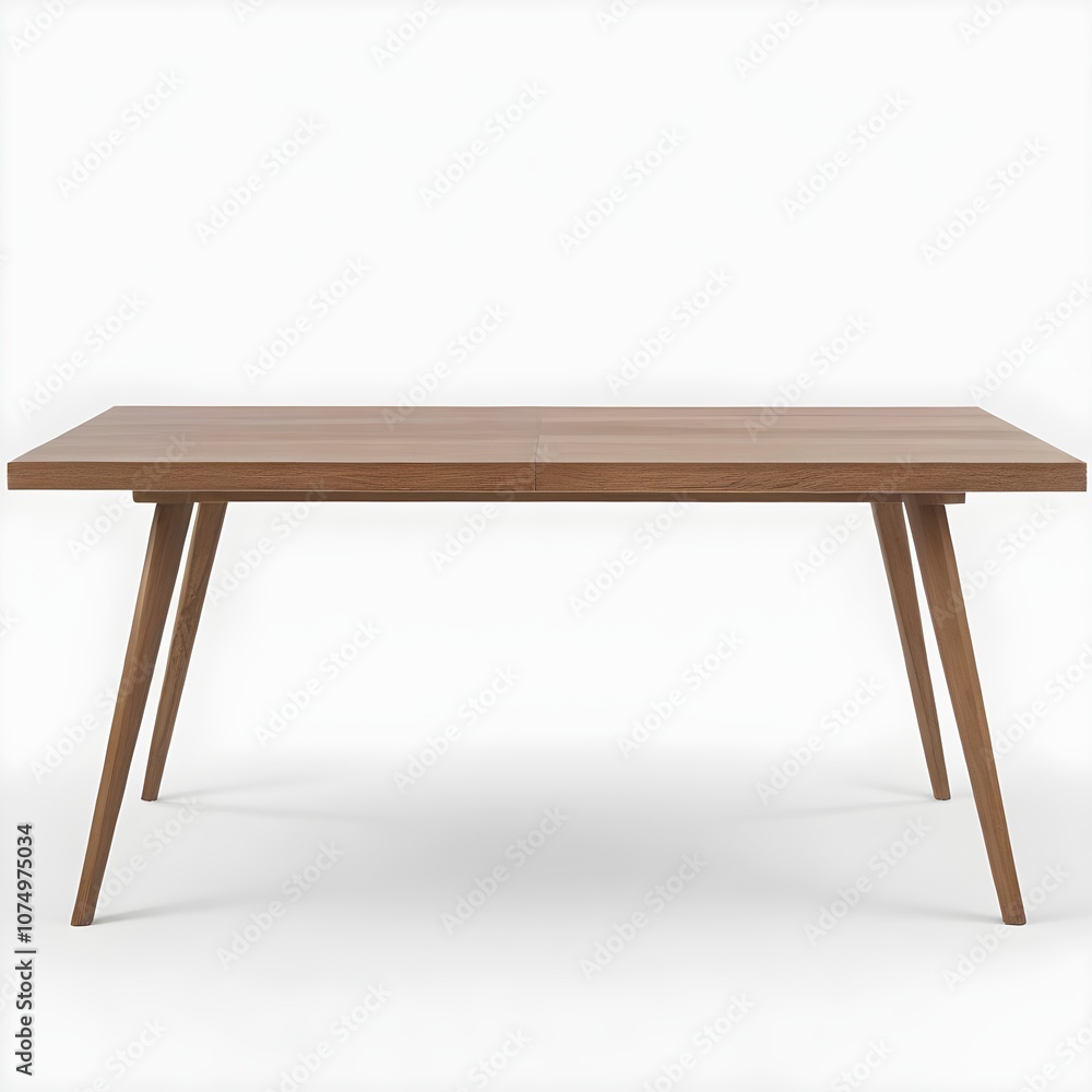 A wooden table with a rectangular top and angled legs A wooden table with a rectangular top and angled legs