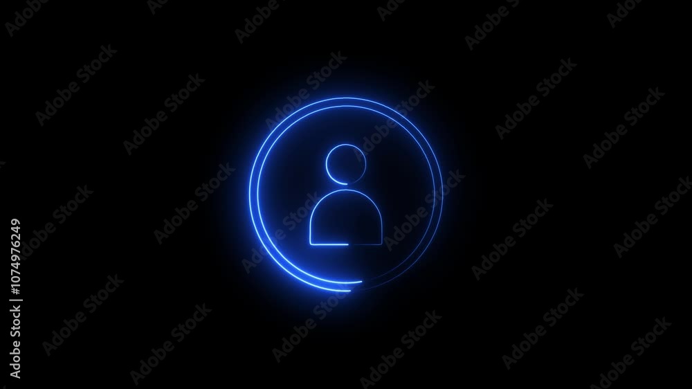 Profile is not ready, Glowing neon person sign icon people animation icon. User line icon, Secure login to user account. Profile is not ready, Glowing neon person sign icon people animation icon. User line icon, Secure login to user account.