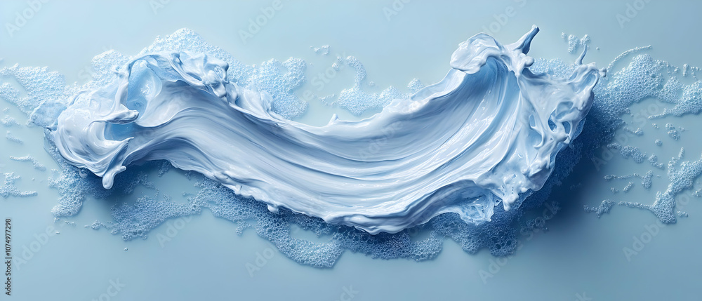 Delicate swirl of creamy texture on a soft blue background, perfect for culinary presentations and desserts. Delicate swirl of creamy texture on a soft blue background, perfect for culinary presentations and desserts.
