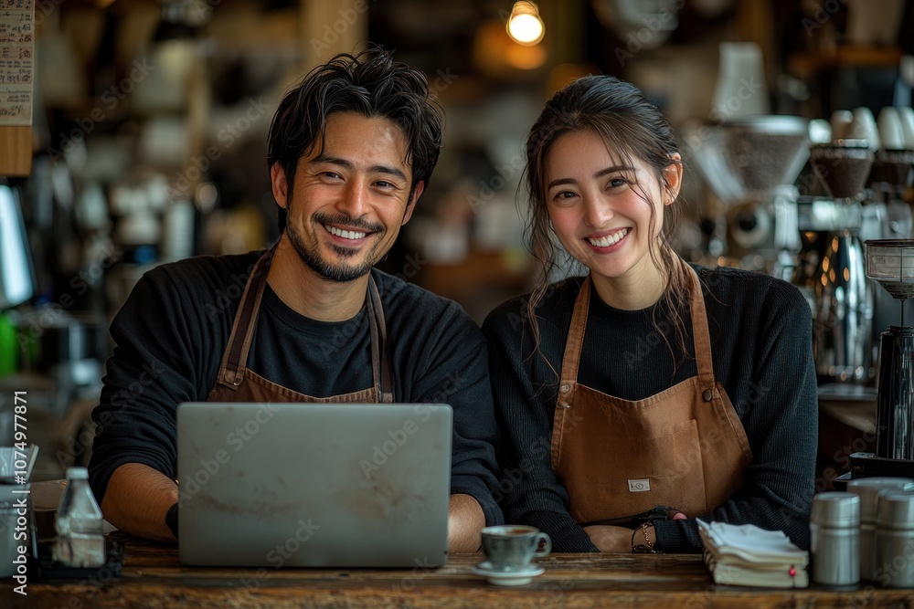 Smiling Baristas in a Cafe Smiling Baristas in a Cafe