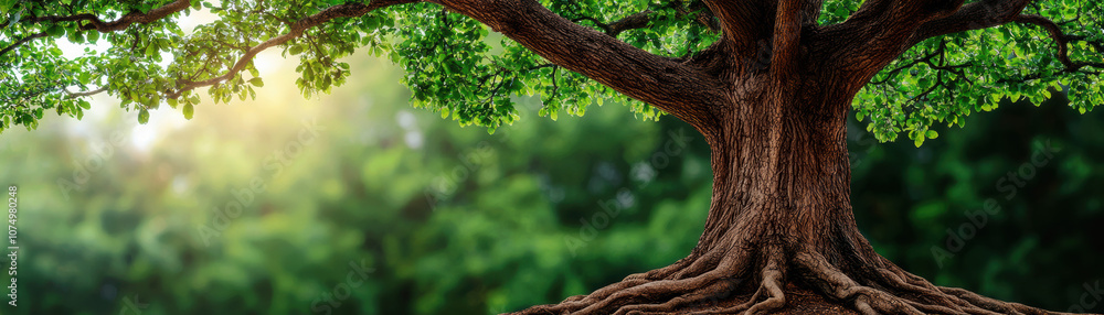 A majestic tree with lush green leaves, showcasing a sturdy trunk and intricate roots, capturing the beauty of nature in a serene environment. A majestic tree with lush green leaves, showcasing a sturdy trunk and intricate roots, capturing the beauty of nature in a serene environment.
