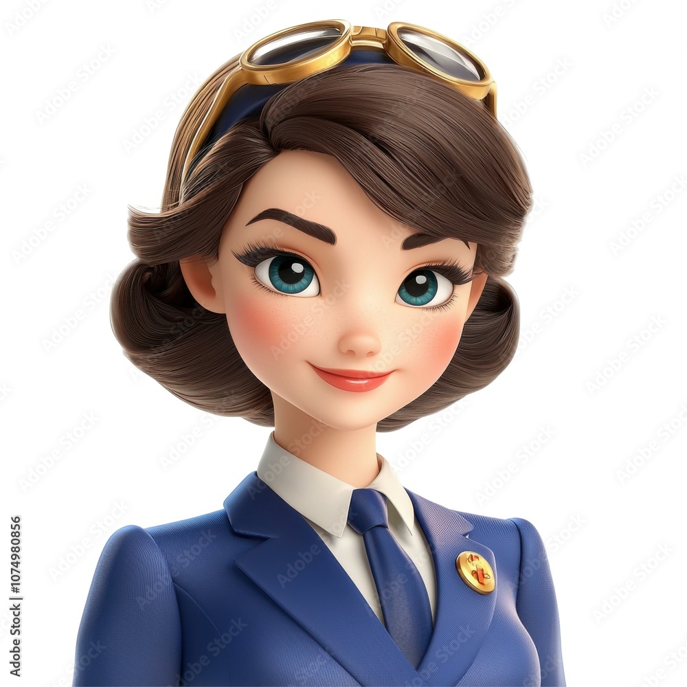 Charming cartoon flight attendant model captivates viewers Charming cartoon flight attendant model captivates viewers