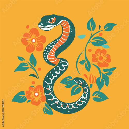 Floral Patterned Snake Art