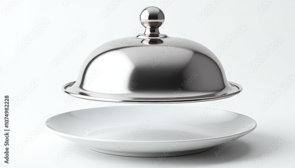 Elegant Food Presentation with Silver Dome Elegant Food Presentation with Silver Dome