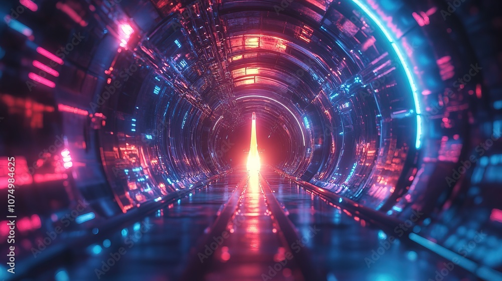 Space Rocket Launching. digital data tunnel Space Rocket Launching. digital data tunnel
