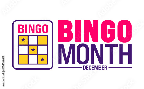 Bingo Month background, banner or poster design template. observed every year in December. Holiday concept. Use to any Template, card, poster, placard, template.