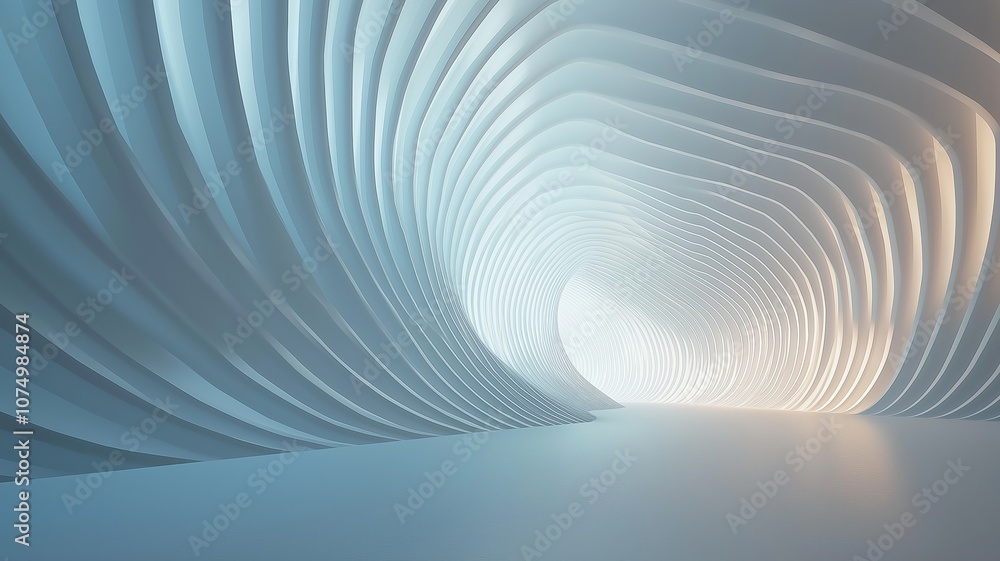 Obraz premium A Serene, Wavy Corridor Bathed in Soft Light