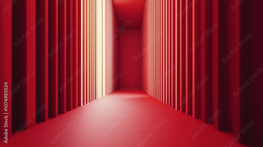 A Vibrant Corridor of Red Hues Bathed in Light A Vibrant Corridor of Red Hues Bathed in Light