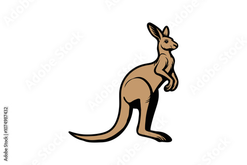 Kangaroo cartoon  line art  color kids books silhouette vector art. photo