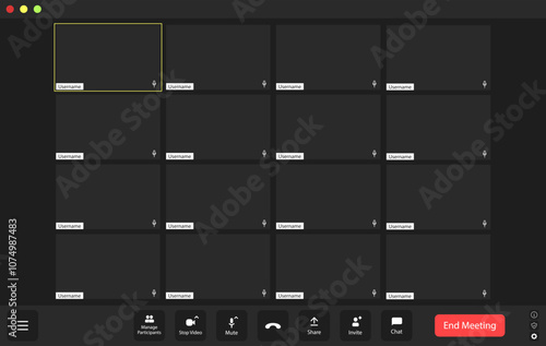 A digital workspace is ready for interaction, displaying multiple empty boxes waiting for participants. Usernames are visible, hinting at an upcoming conference or collaboration.