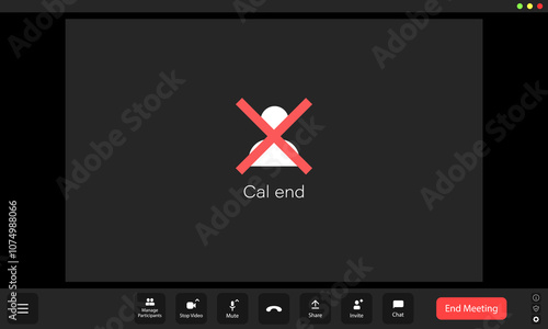 Virtual meeting ending with a disconnected screen, showcasing a user interface commonly found in online conferencing platforms