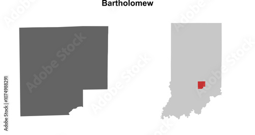 Bartholomew County (Indiana) blank outline map set