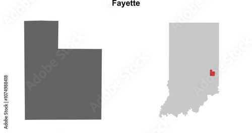 Fayette County (Indiana) blank outline map set photo