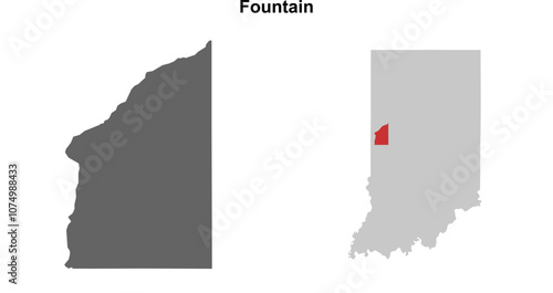 Fountain County (Indiana) blank outline map set