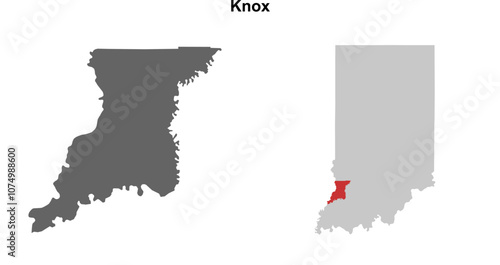 Knox County (Indiana) blank outline map set photo