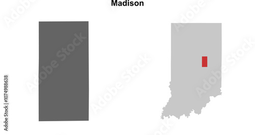 Madison County (Indiana) blank outline map set