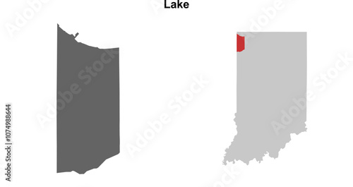 Lake County (Indiana) blank outline map set