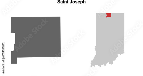 Saint Joseph County (Indiana) blank outline map set