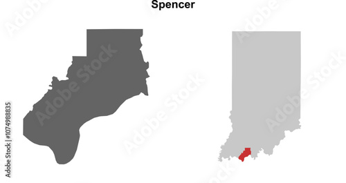 Spencer County (Indiana) blank outline map set