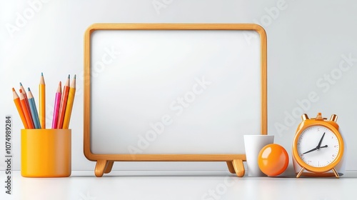 Wallpaper Mural A whiteboard with colorful markers in the foreground, ideal for writing or drawing educational content, on a white background. Torontodigital.ca