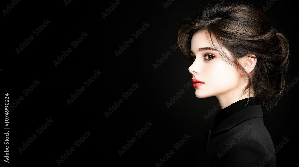 Elegant black backdrop in a professional studio, ideal for portraits with a moody, high-contrast look. Elegant black backdrop in a professional studio, ideal for portraits with a moody, high-contrast look.
