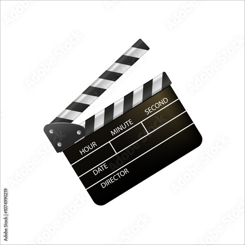 Film clappers boards isolated on white background. Blank movie clapper cinema. Vector movie clapper board EPS .