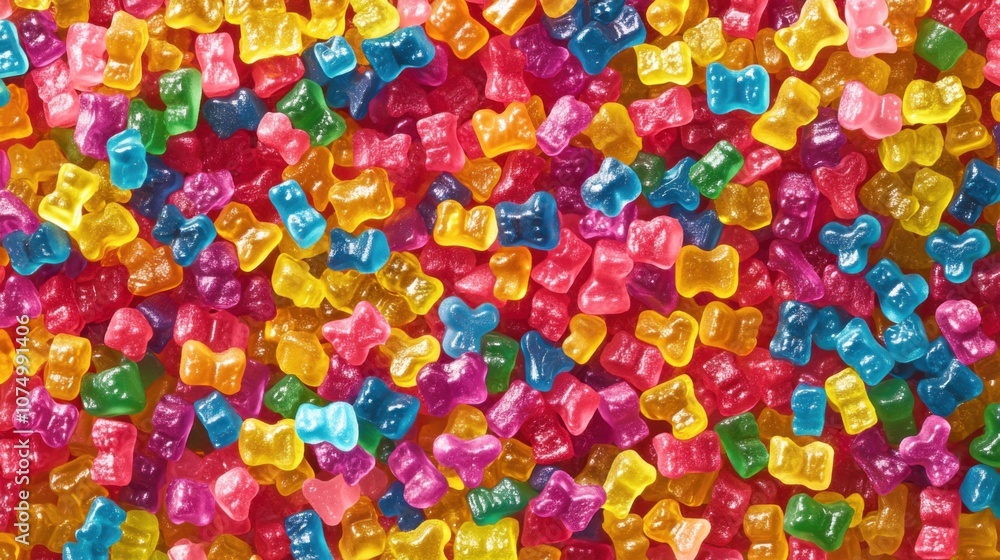 A background completely filled with brightly colored gummy bears, packed tightly together to create a fun, playful, and sugary surface. A background completely filled with brightly colored gummy bears, packed tightly together to create a fun, playful, and sugary surface.