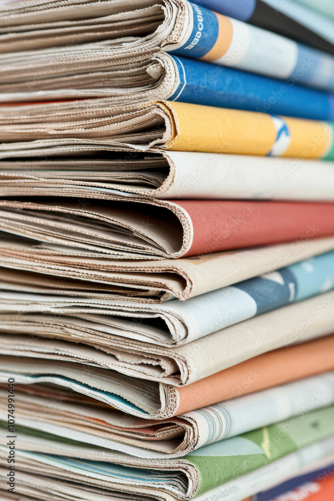 A vibrant stack of assorted magazines showcasing various colorful covers and textures, perfect for publications or interior design inspiration. A vibrant stack of assorted magazines showcasing various colorful covers and textures, perfect for publications or interior design inspiration.