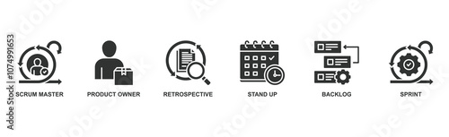 Scrum banner web icon vector illustration concept with icon