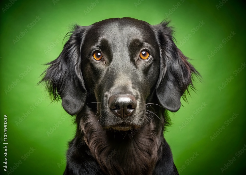 Black Flat-Coated Retriever Studio Night Portrait Black Flat-Coated Retriever Studio Night Portrait