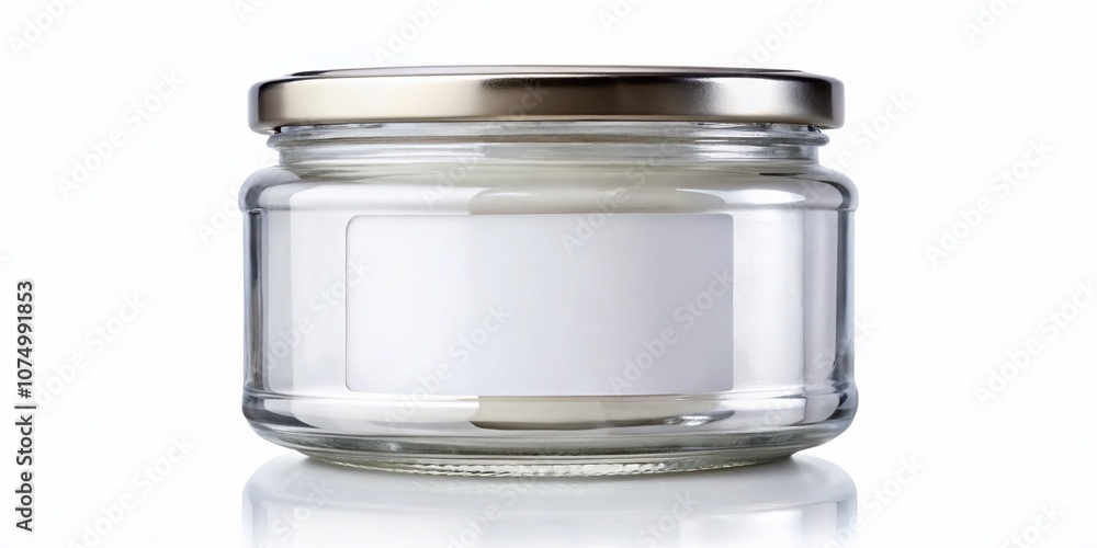 Blank Glass Jar Mockup, White Label, Cap, Isolated Product Photography Blank Glass Jar Mockup, White Label, Cap, Isolated Product Photography